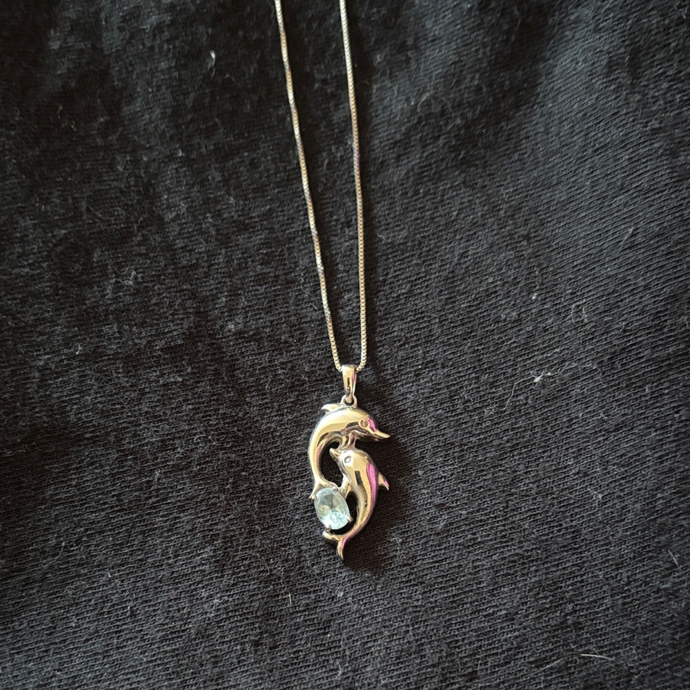 Kay Jewelers Gold Dolphin Necklace with Blue Gem
